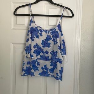 Blue and white floral tank size small
